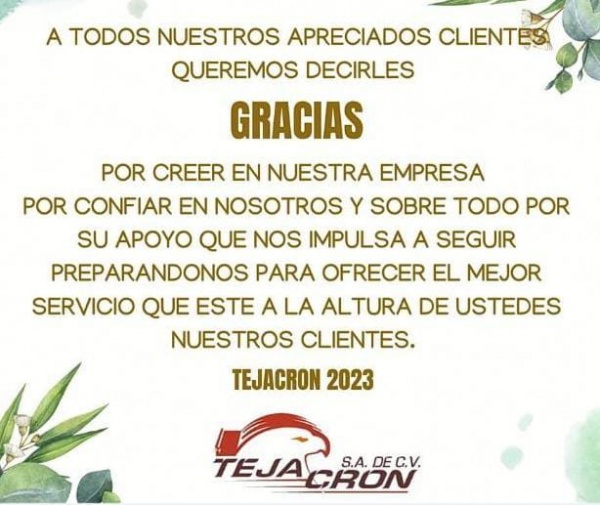 TEJACRON 2023 - Tejacrón S.A. de C.V.